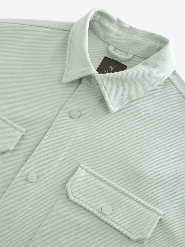 Light Sage Green Popper Shacket - Image 7 of 10