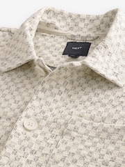 Neutral Two Tone Textured Button Through Shacket - Image 11 of 11