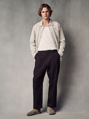 Neutral Two Tone Textured Button Through Shacket - Image 3 of 11