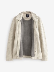 Neutral Two Tone Textured Button Through Shacket - Image 9 of 11
