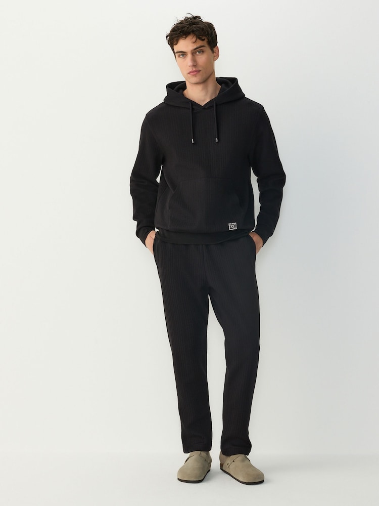 Black Textured Straight Leg Joggers - Image 2 of 9