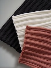 The Set Cream/Clay/Black 3 Pack Knitted Ribbed Short Sleeve Top - Image 13 of 13
