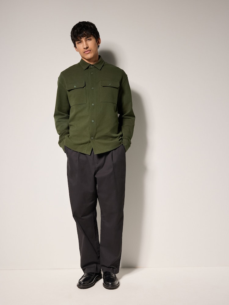 Khaki Green Popper Shacket - Image 5 of 9