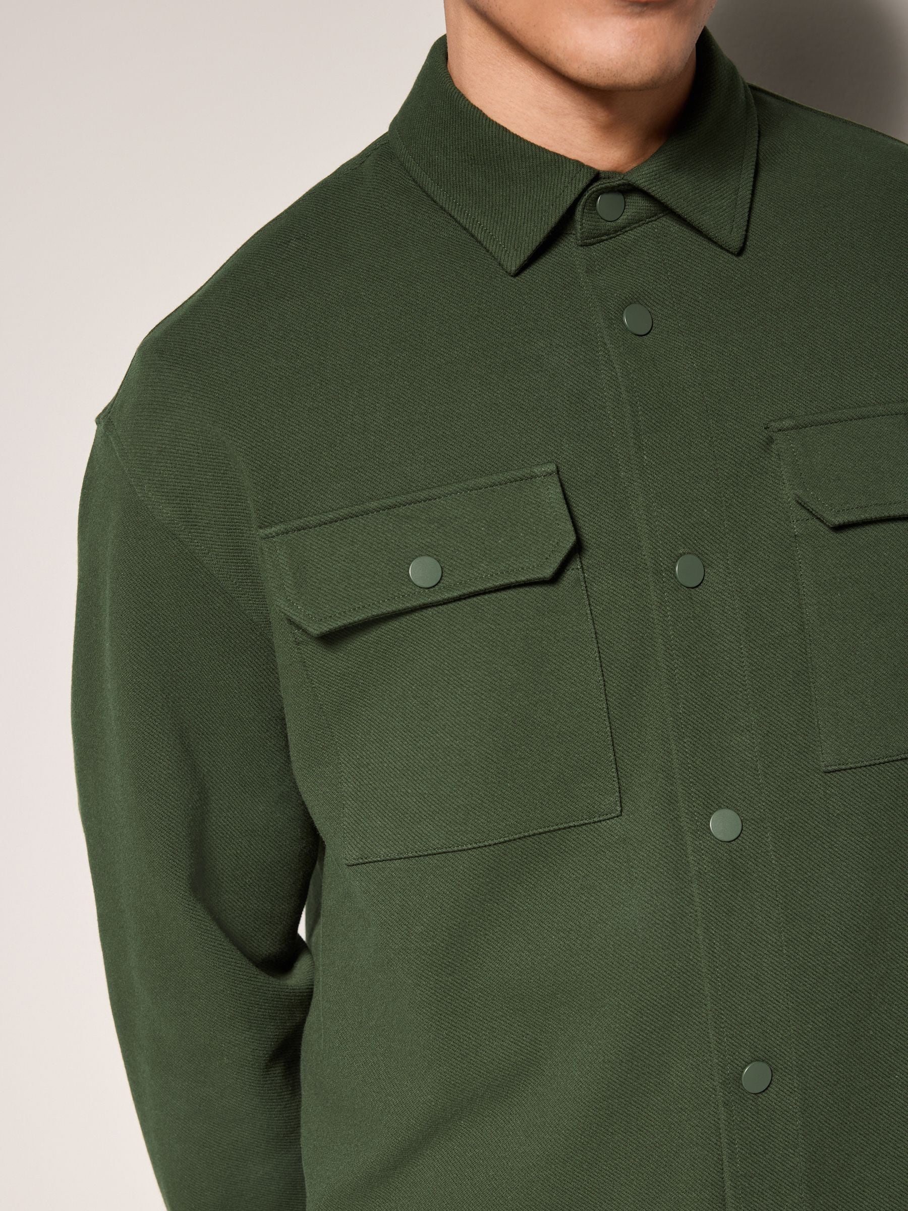 Buy Dark Green Jersey Twill Popper Shacket from Next USA