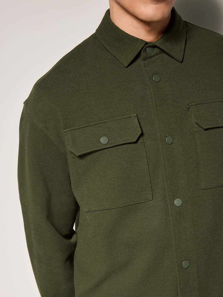 Khaki Green Popper Shacket - Image 6 of 9