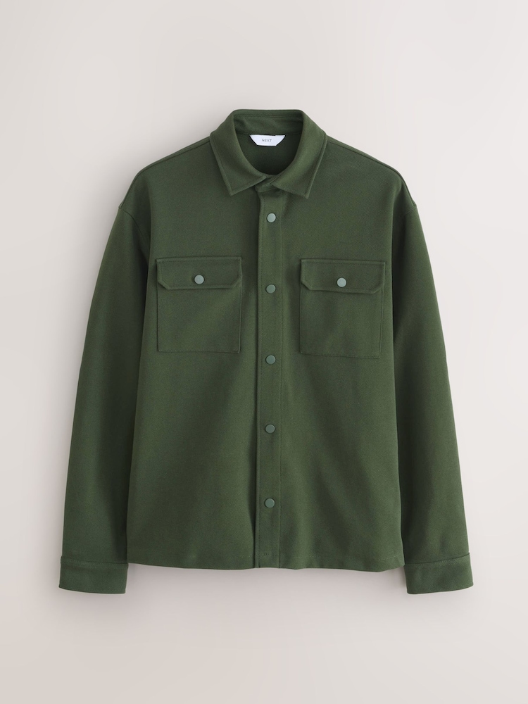 Khaki Green Popper Shacket - Image 7 of 9