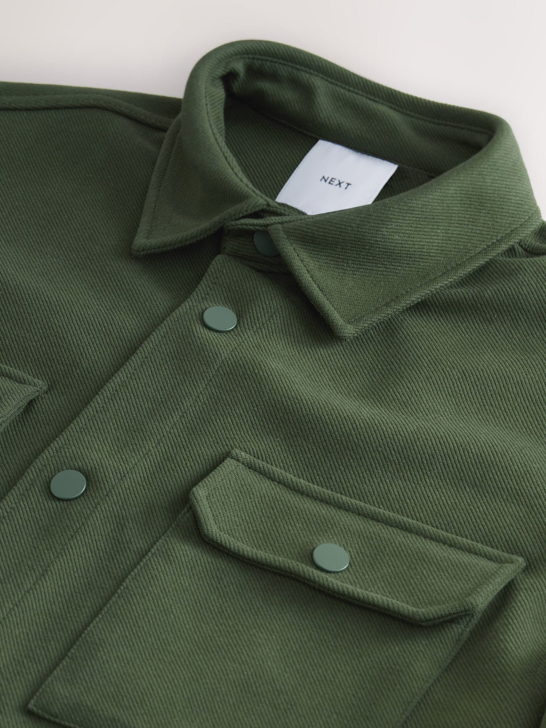 Buy Dark Green Jersey Twill Popper Shacket from Next USA