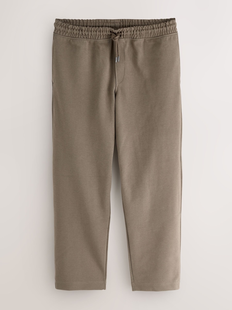 Neutral Brown Textured Twill Straight Leg Joggers - Image 1 of 3