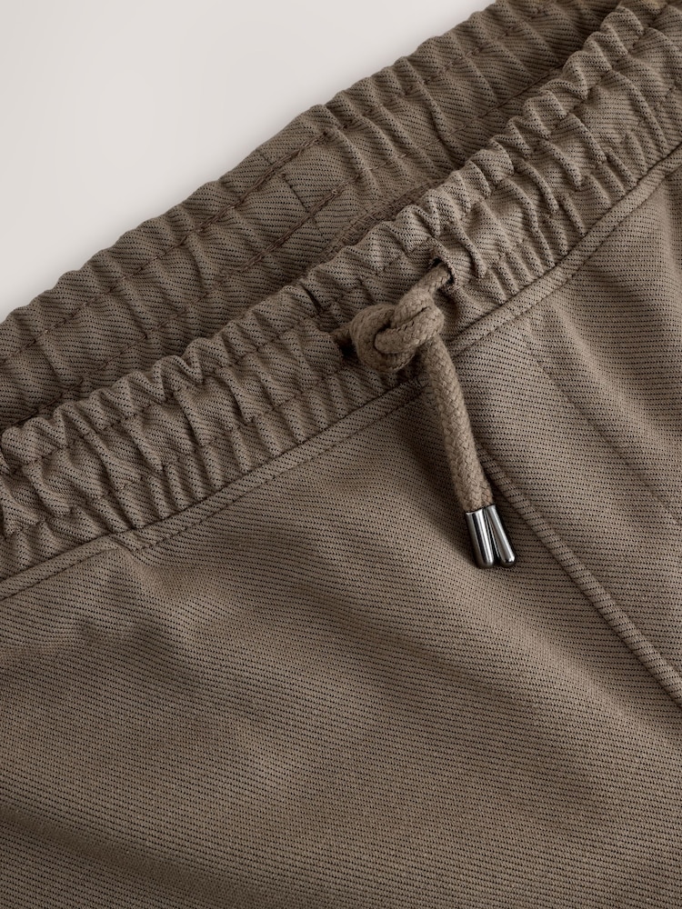 Neutral Brown Textured Twill Straight Leg Joggers - Image 2 of 3