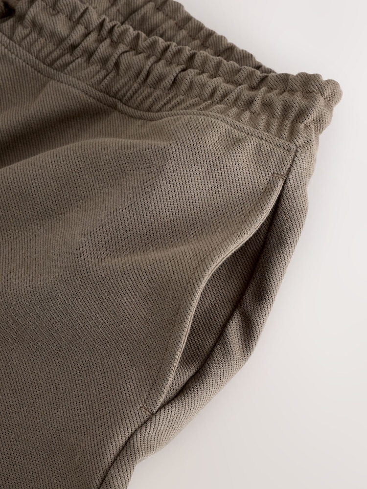 Neutral Brown Textured Twill Straight Leg Joggers - Image 3 of 3