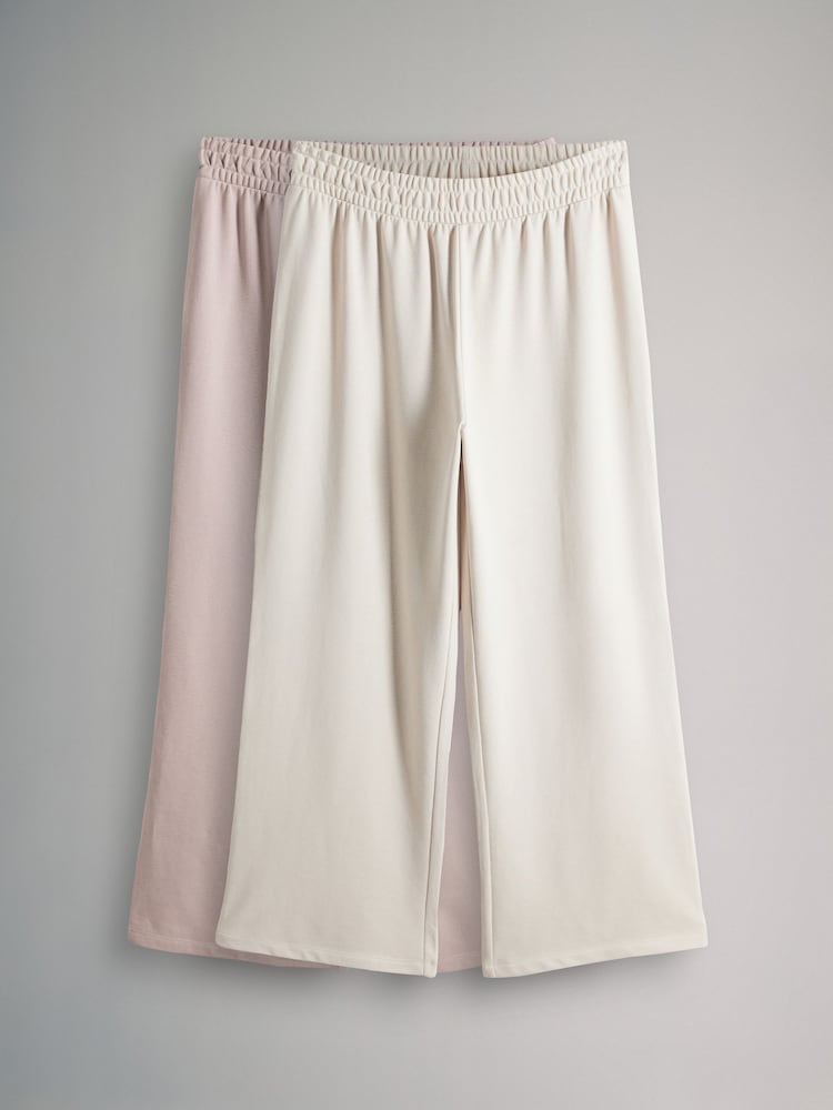 The Set Taupe Pink/Cream 2 Pack Loopback Wide Leg Joggers - Image 1 of 11