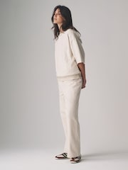 The Set Taupe Pink/Cream 2 Pack Loopback Wide Leg Joggers - Image 3 of 11