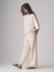 The Set Taupe Pink/Cream 2 Pack Loopback Wide Leg Joggers - Image 4 of 11