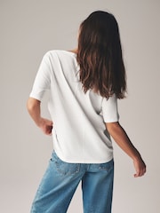 The Set Black/Clay/Cream Slub 100% Cotton V-Neck T-Shirts 3 Pack - Image 14 of 20