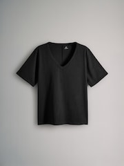The Set Black/Clay/Cream Slub 100% Cotton V-Neck T-Shirts 3 Pack - Image 17 of 20