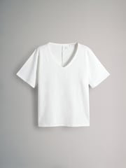 The Set Black/Clay/Cream Slub 100% Cotton V-Neck T-Shirts 3 Pack - Image 18 of 20
