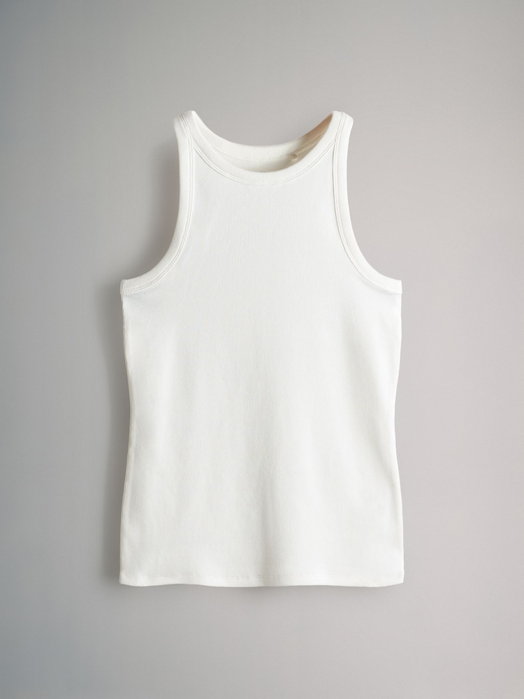The Set Grey/Blue/White/Light Pink/Taupe Brown 5 Pack Ribbed Racer Vests - Image 2 of 6