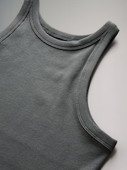 The Set Grey/Blue/White/Light Pink/Taupe Brown 5 Pack Ribbed Racer Vests - Image 6 of 6