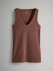 The Set Black/Khaki Green/White/Red/Ecru Stripe 5 Pack V-Neck Ribbed Vests - Image 12 of 13