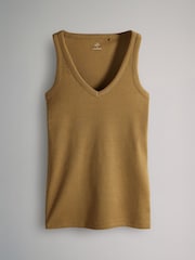 The Set Black/Khaki Green/White/Red/Ecru Stripe 5 Pack V-Neck Ribbed Vests - Image 9 of 13
