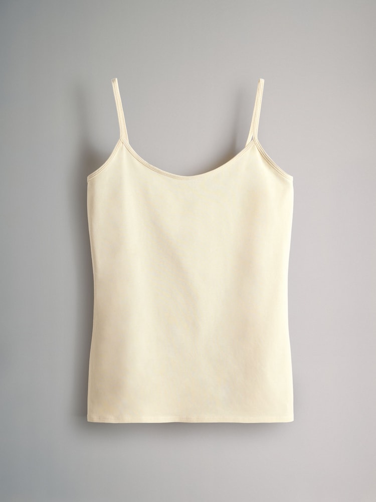 The Set Pastel Pink/Yellow/Blue/Grey Marl/Cream 5 Pack Thin Strap Vest Tops - Image 2 of 8
