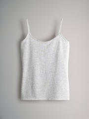 The Set Pastel Pink/Yellow/Blue/Grey Marl/Cream 5 Pack Thin Strap Vest Tops - Image 4 of 8
