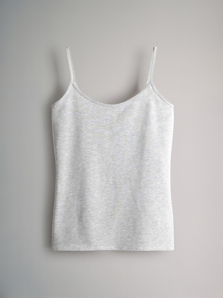The Set Pastel Pink/Yellow/Blue/Grey Marl/Cream 5 Pack Thin Strap Vest Tops - Image 4 of 8