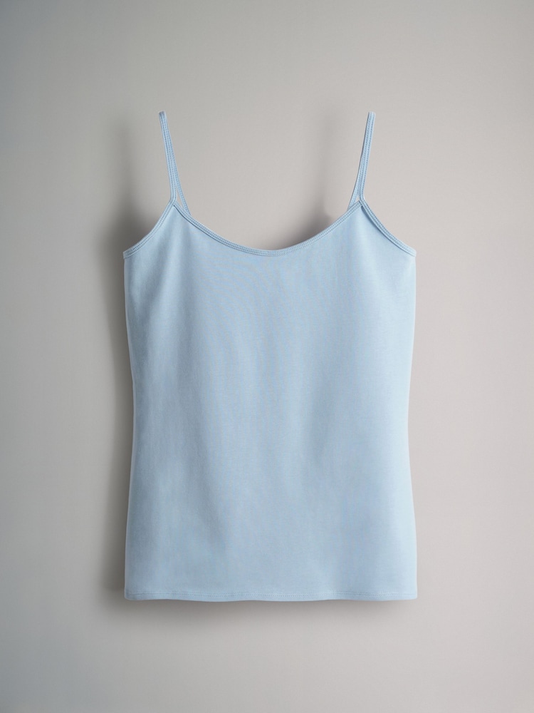 The Set Pastel Pink/Yellow/Blue/Grey Marl/Cream 5 Pack Thin Strap Vest Tops - Image 6 of 8