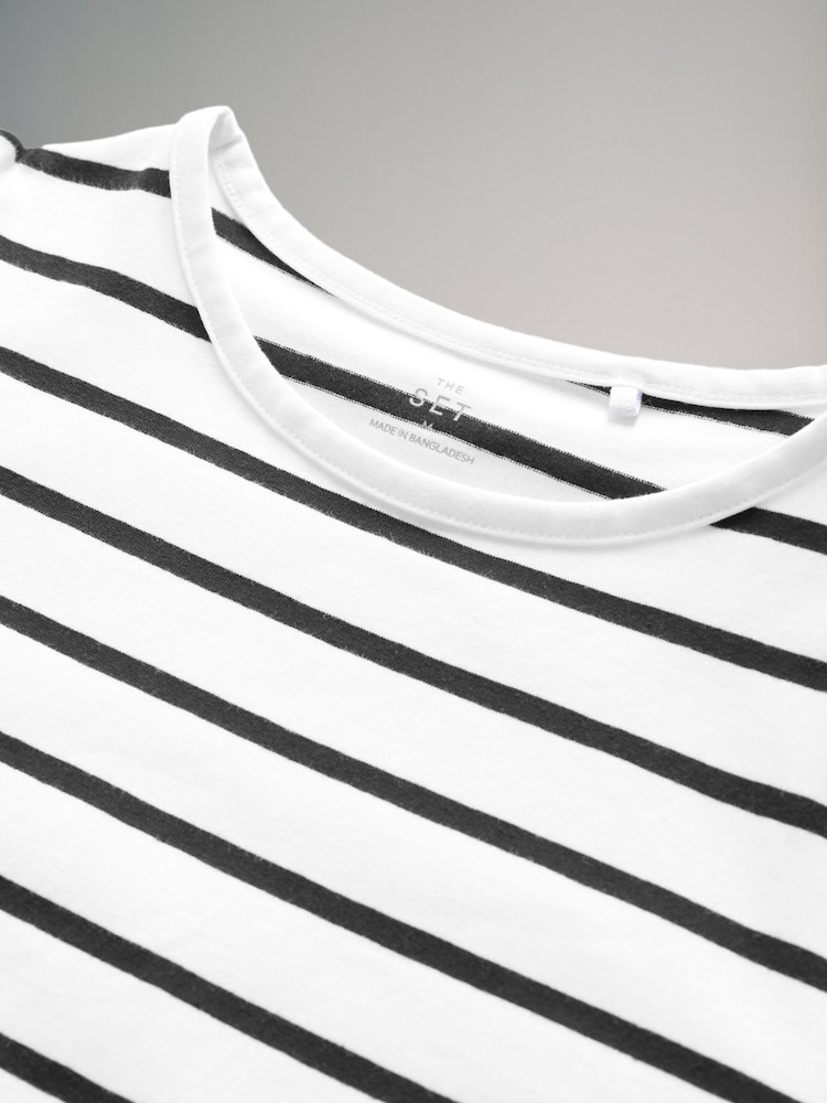 The Set Black/White/Black and White Stripe 3 Pack Poplin Sleeve Tops - Image 11 of 11