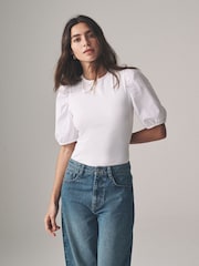 The Set Black/White/Black and White Stripe 3 Pack Poplin Sleeve Tops - Image 4 of 11