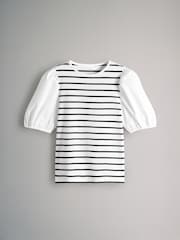 The Set Black/White/Black and White Stripe 3 Pack Poplin Sleeve Tops - Image 8 of 11