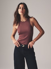 The Set Black/Red/Taupe Brown/White 4 Pack Racer Neck Ribbed Bodysuits - Image 1 of 11