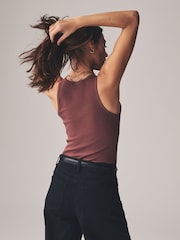 The Set Black/Red/Taupe Brown/White 4 Pack Racer Neck Ribbed Bodysuits - Image 3 of 11