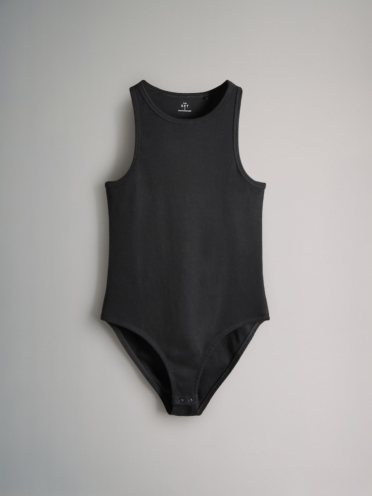 The Set Black/Red/Taupe Brown/White 4 Pack Racer Neck Ribbed Bodysuits - Image 6 of 11