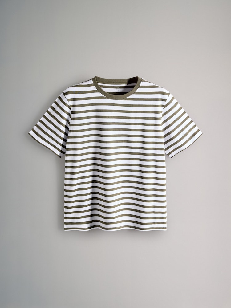 The Set Green/Grey Marl/White/Green Stripe 4 Pack Short Sleeved Relaxed T-Shirts - Image 2 of 7