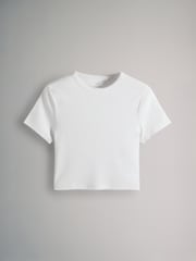 The Set Black/Grey Marl/White/Sage Green 4 Pack Ribbed Cropped Fitted T-Shirts - Image 12 of 14