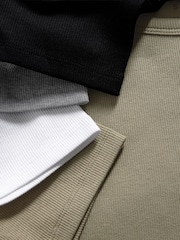 The Set Black/Grey Marl/White/Sage Green 4 Pack Ribbed Cropped Fitted T-Shirts - Image 14 of 14
