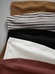 The Set Black/Khaki Green/Cream/Red/Ecru Stripe Ribbed Bandeau Tops 5 Pack - Image 12 of 13