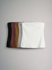 The Set Black/Khaki Green/Cream/Red/Ecru Stripe Ribbed Bandeau Tops 5 Pack - Image 2 of 13