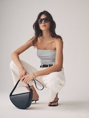 The Set Black/Khaki Green/Cream/Red/Ecru Stripe Ribbed Bandeau Tops 5 Pack - Image 5 of 13