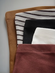 The Set Black/Khaki Green/Cream/Red/Ecru Stripe Ribbed Bandeau Tops 5 Pack - Image 8 of 13