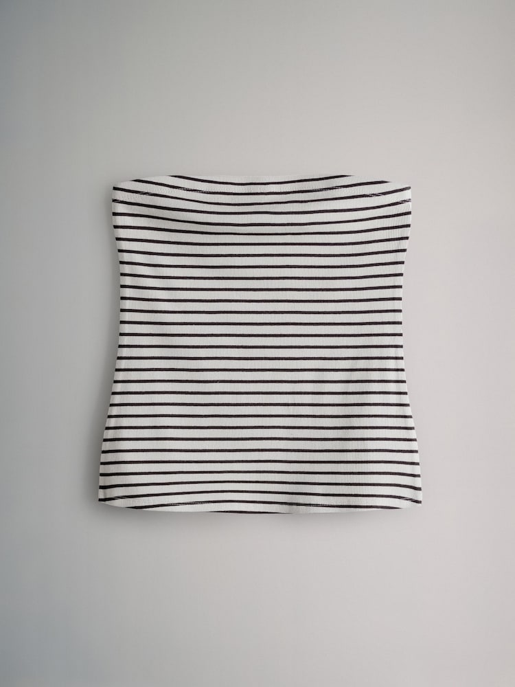 The Set Black/Khaki Green/Cream/Red/Ecru Stripe Ribbed Bandeau Tops 5 Pack - Image 9 of 13