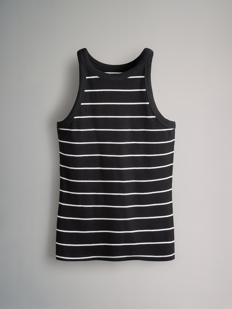 The Set Stripe/Grey Marl/White/Black 4 Pack Ribbed Racer Vests - Image 3 of 7