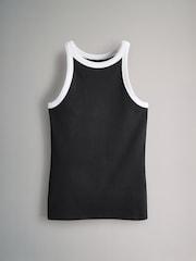 The Set Stripe/Grey Marl/White/Black 4 Pack Ribbed Racer Vests - Image 4 of 7