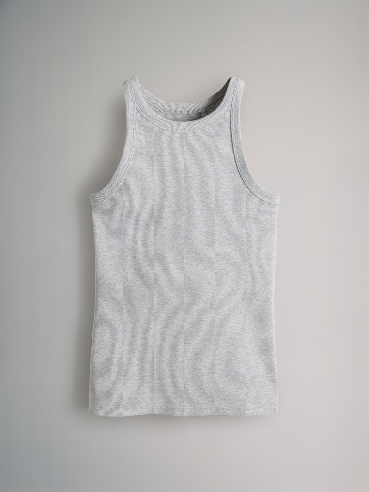 The Set Stripe/Grey Marl/White/Black 4 Pack Ribbed Racer Vests - Image 5 of 7
