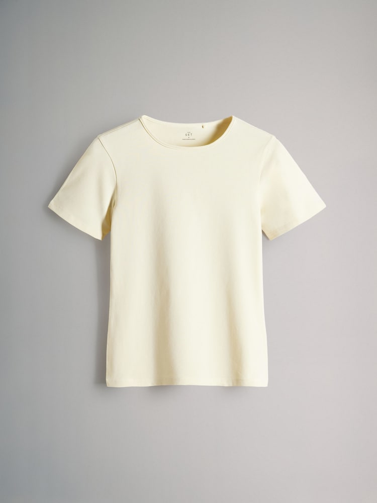 The Set Pastel Pink/Yellow/Pastel Blue/Grey Marl/Cream Short Sleeve 5 Pack Fitted Crew Neck T-Shirts - Image 3 of 8