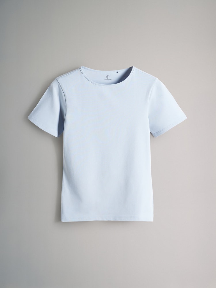The Set Pastel Pink/Yellow/Pastel Blue/Grey Marl/Cream Short Sleeve 5 Pack Fitted Crew Neck T-Shirts - Image 5 of 8