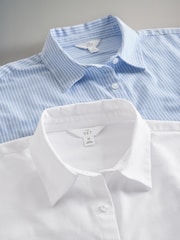 The Set Blue White Stripe/White 2 Pack Oxford Shirt - Image 10 of 11