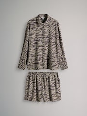 The Set Animal Zebra Print Crinkle Coord Shirt And Short Set - Image 2 of 9