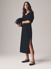 The Set Black/Brown 2 Pack 100% Cotton V-Neck Sweat Dress - Image 1 of 12